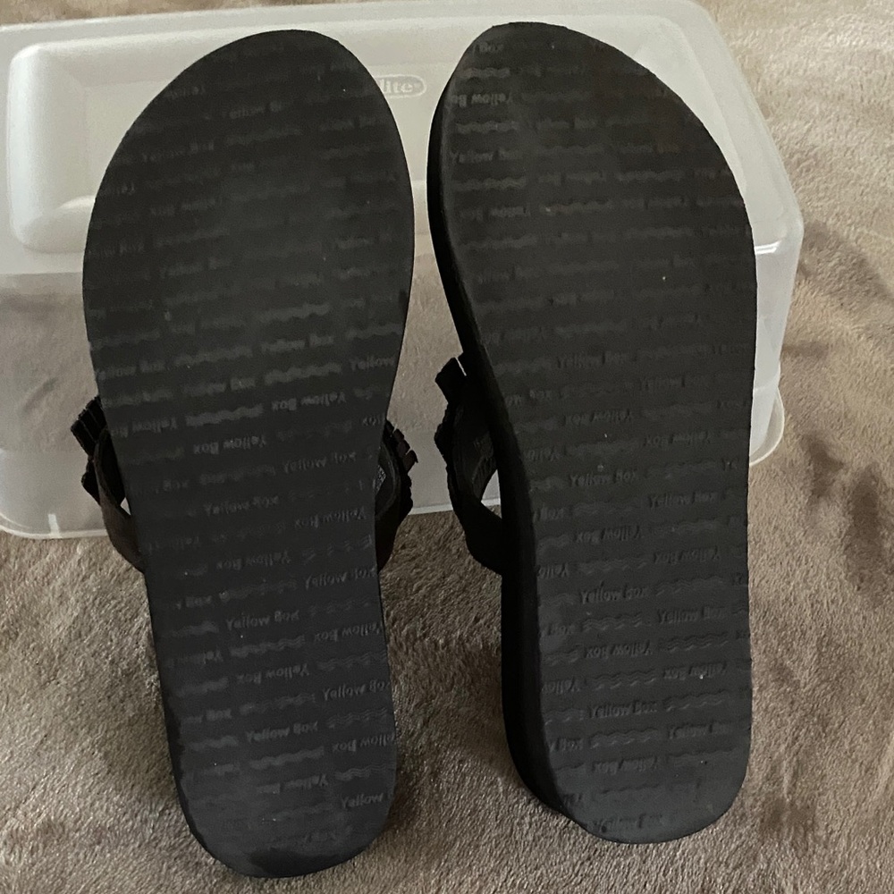 Yellow Box Black and Brown Fringe Sandals - Picture 4 of 5